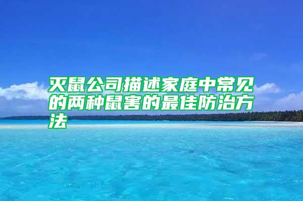 滅鼠公司描述家庭中常見的兩種鼠害的最佳防治方法