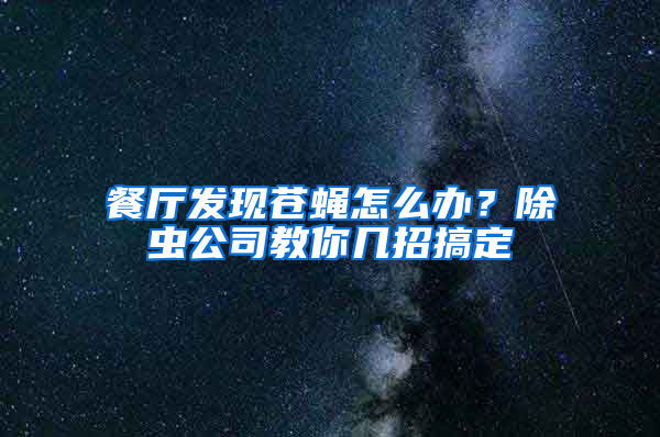 餐廳發現蒼蠅怎么辦?除蟲公司教你幾招搞定
